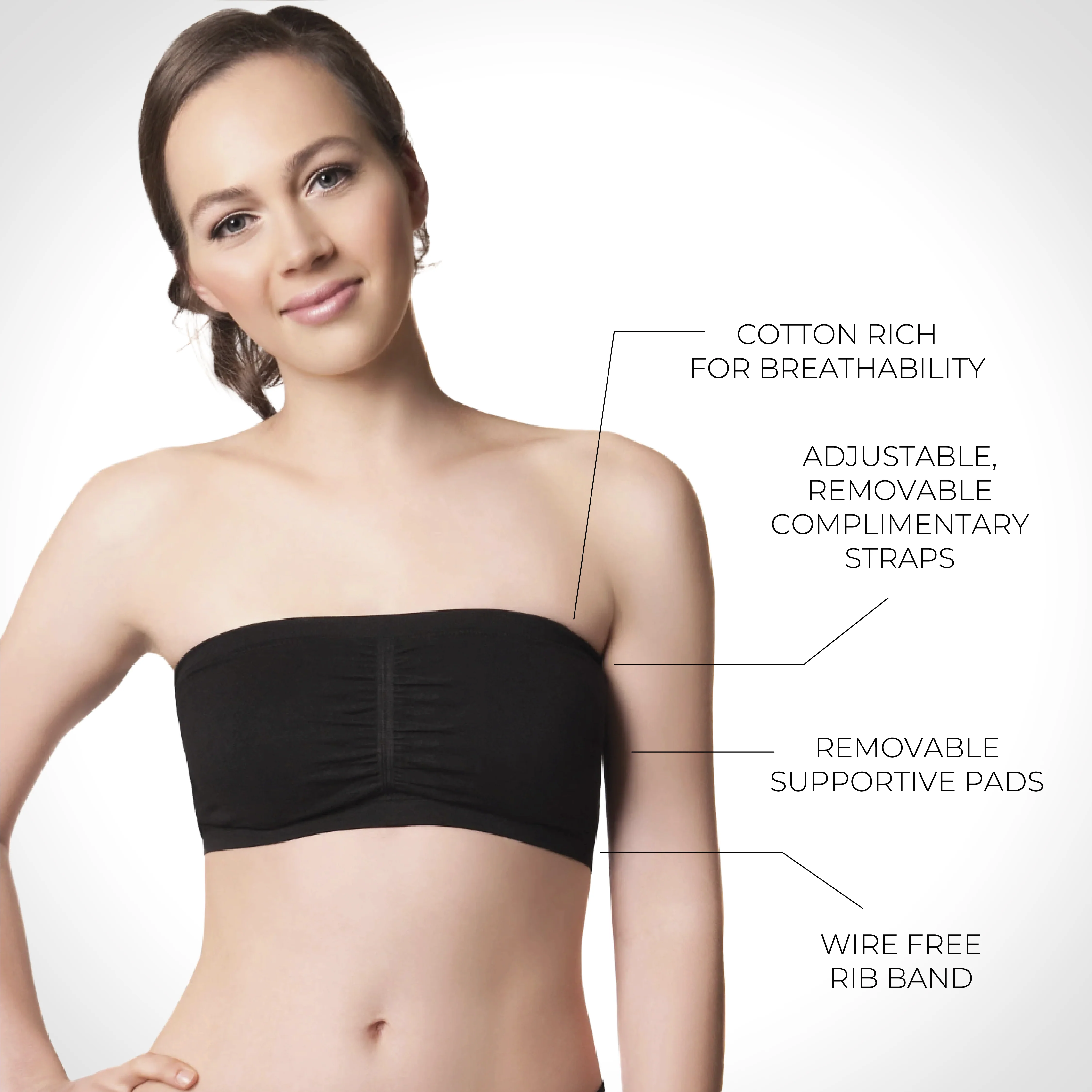 Cotton-Rich Padded Strapless Bra - 3 Pack - Image 5