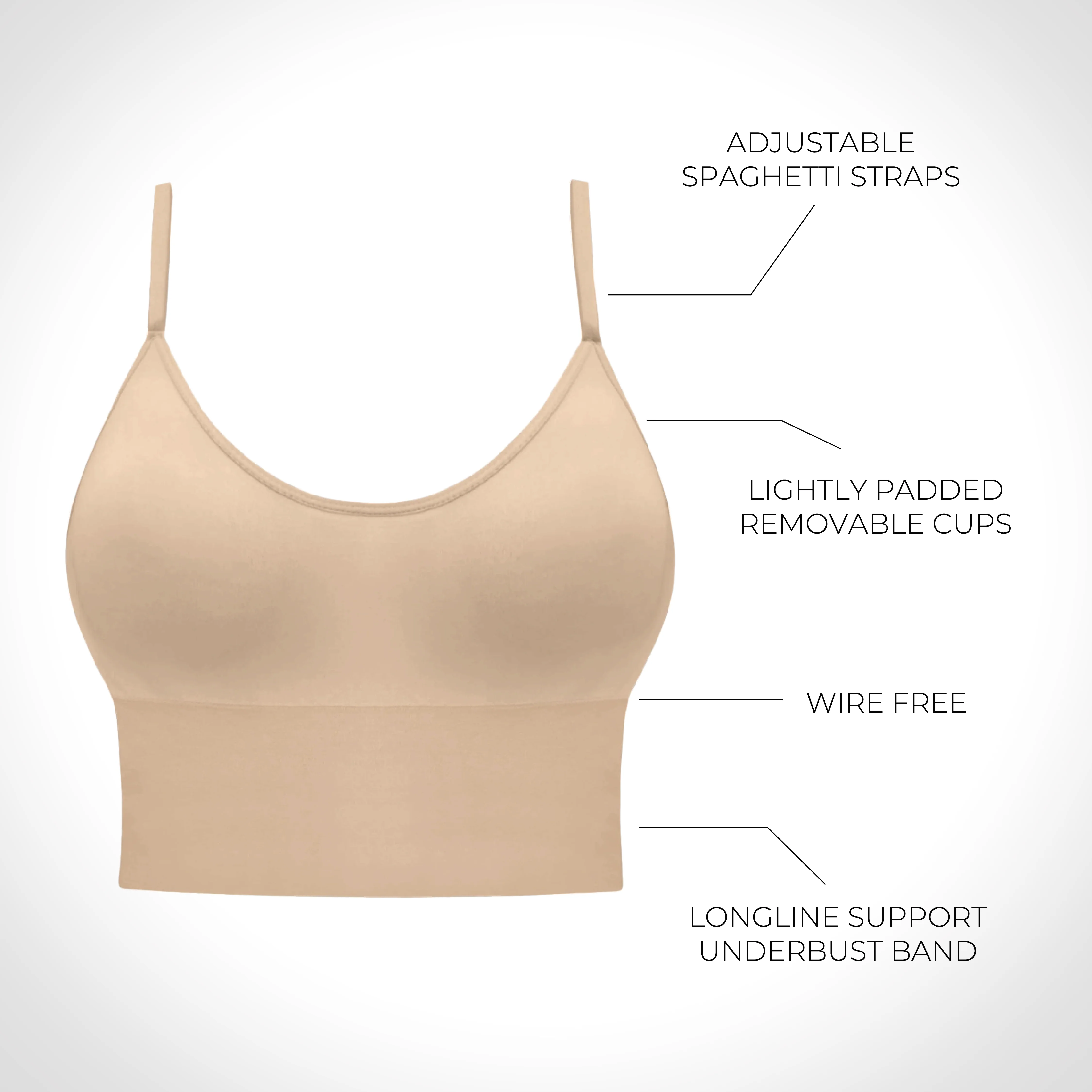 Long Line Spaghetti Strap Bralette - 3 Pack - Image 6