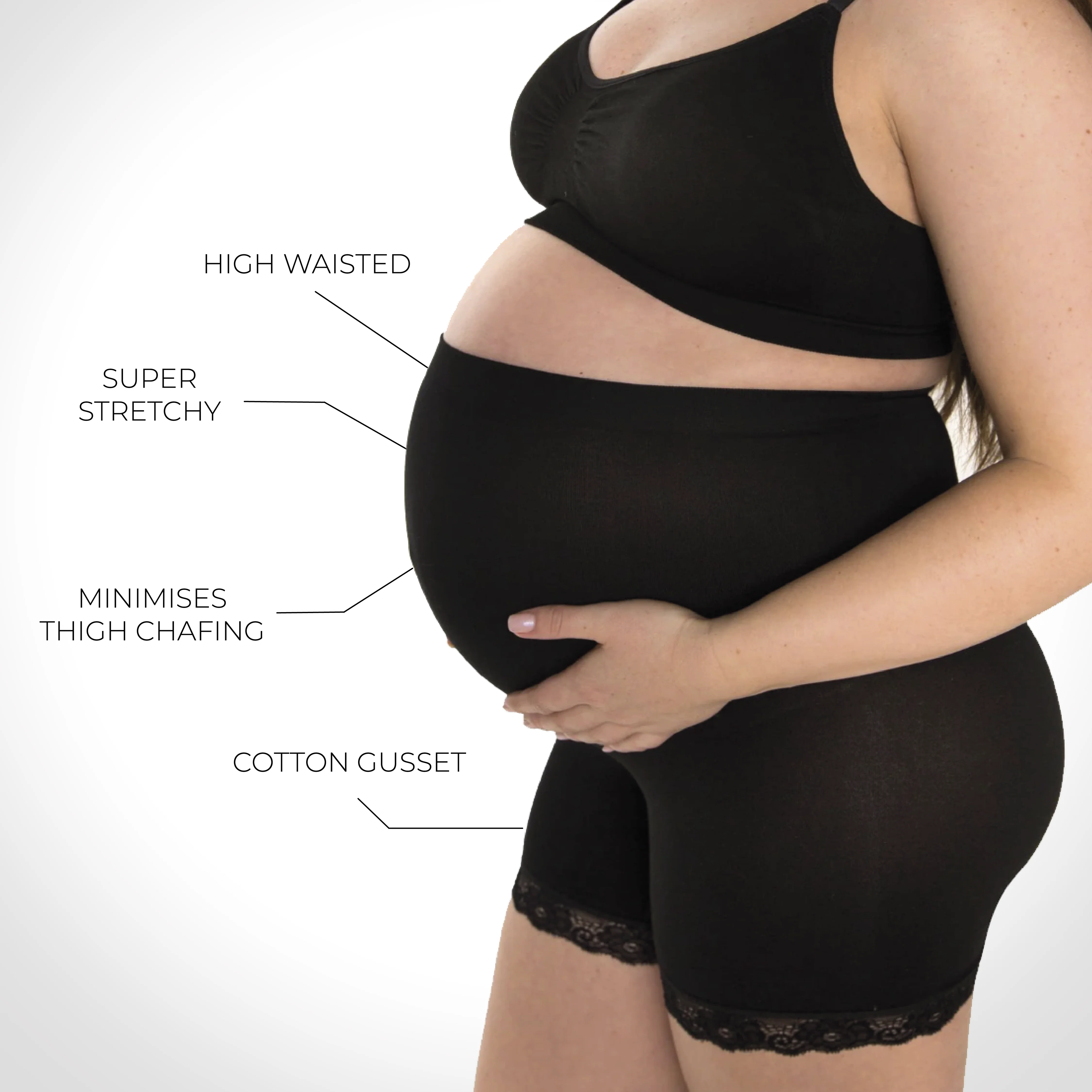 Maternity Anti Chafing High Rise Petite Cotton Rich Shorts - 3 Pack - Image 5