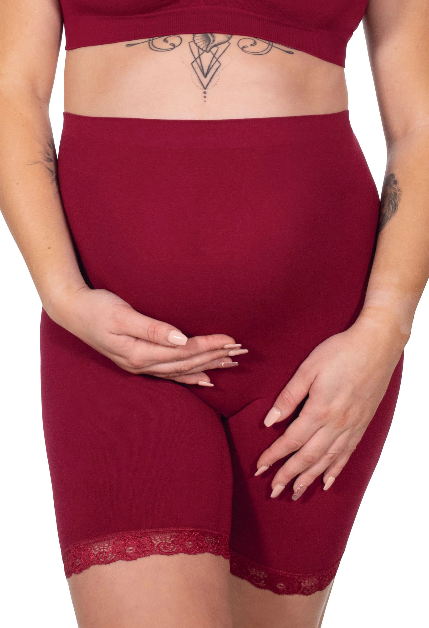 Maternity Anti Chafing High Rise Long Cotton Rich Shorts - Image 12