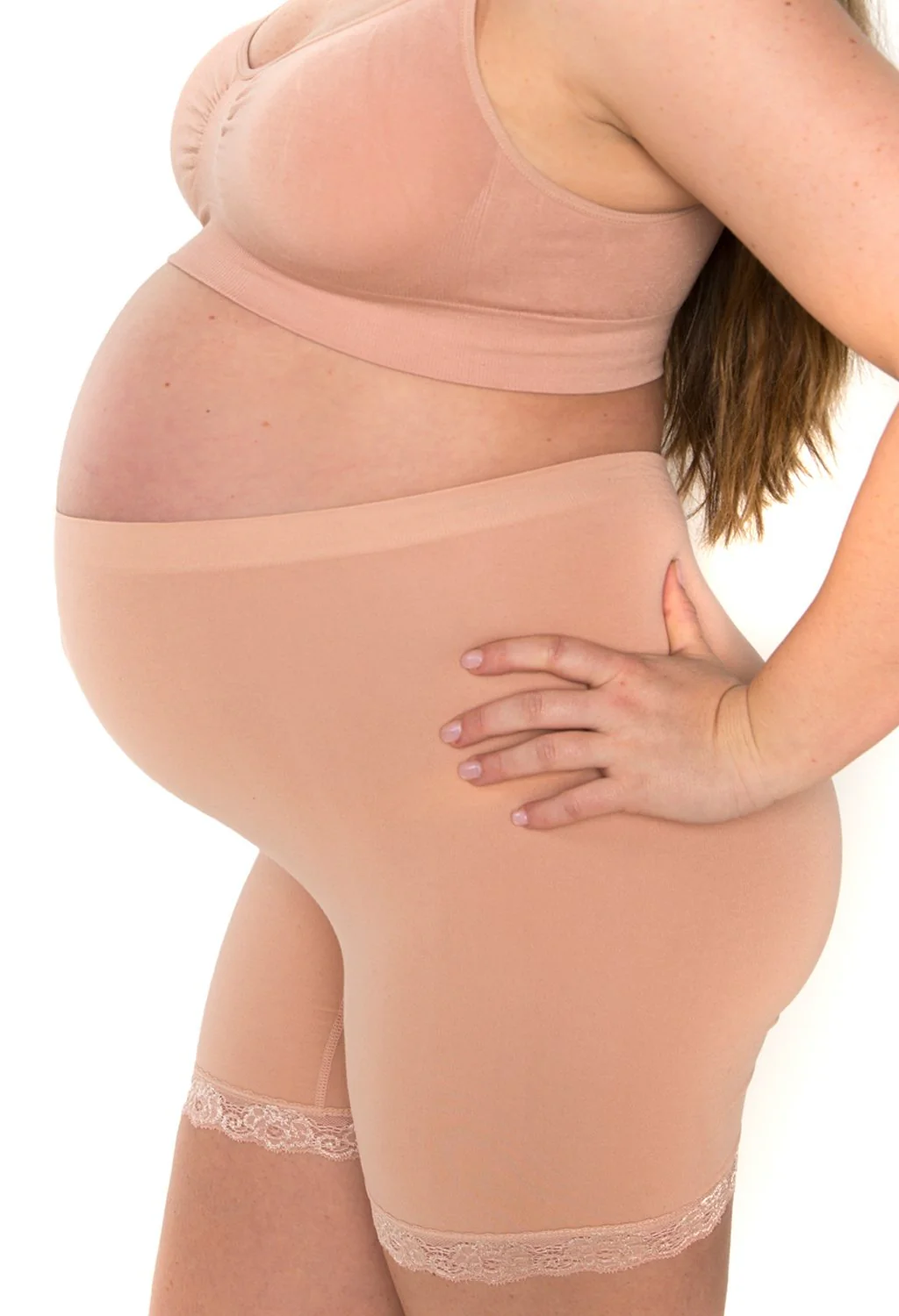 Maternity Anti Chafing High Rise Petite Cotton Rich Shorts - 3 Pack - Image 6