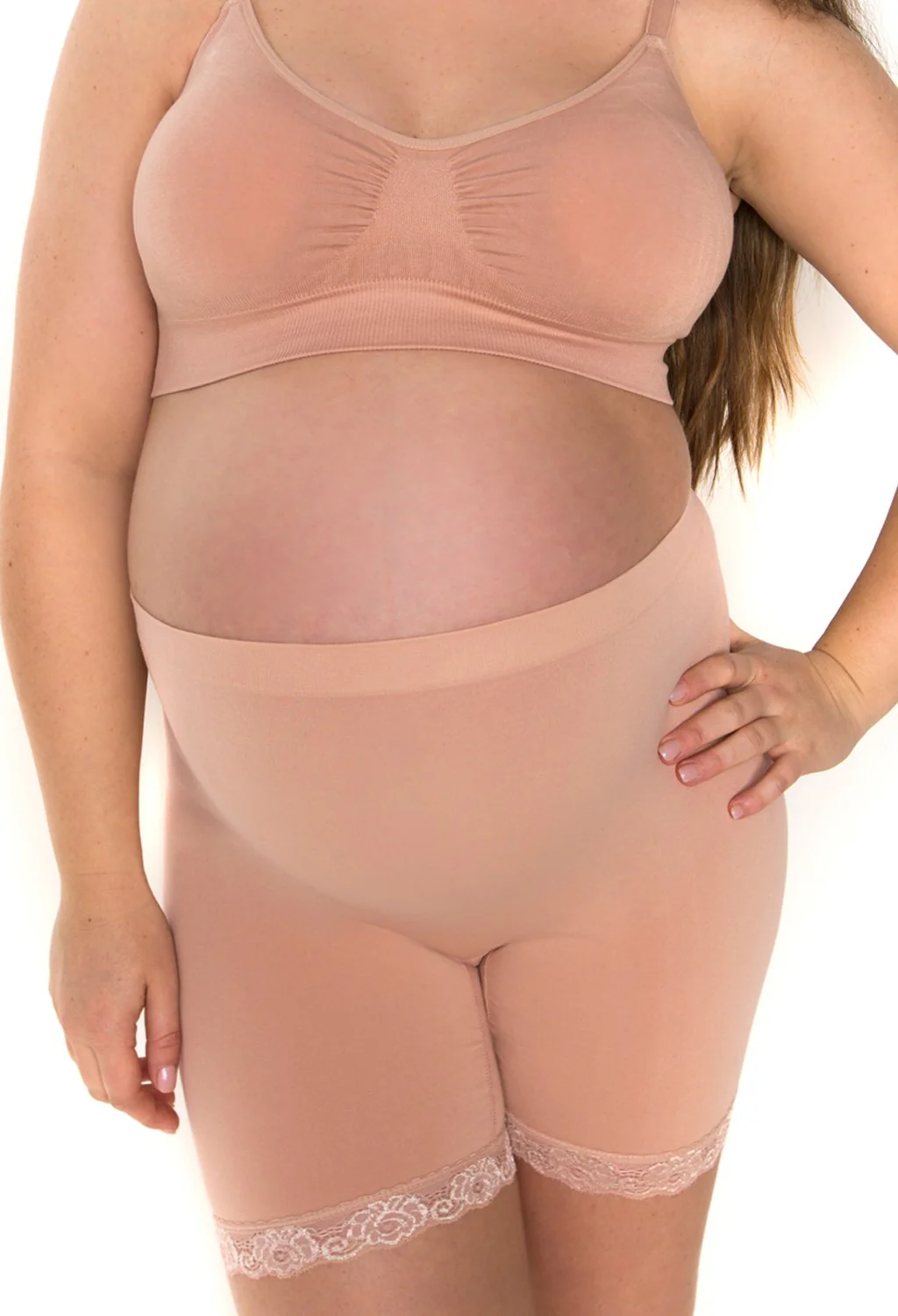 Maternity Anti Chafing High Rise Petite Cotton Rich Shorts - 3 Pack - Image 8